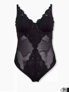 Sheer Lace Underwire Bodysuit - Black